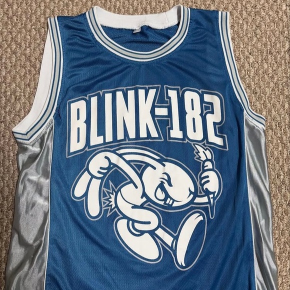 Blink-182 Vintage Rock Band Bunny Blue and Silver Tank Top Basketball Jersey - Picture 3 of 4